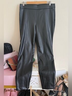 Talbots Black Faux Leather Pants with Front Seams